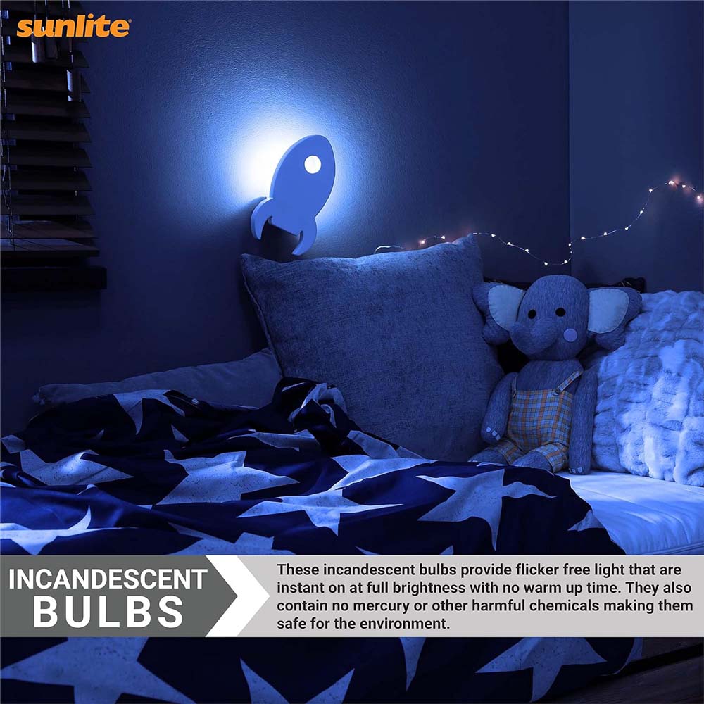 12Pk - Sunlite 7w 7C7 Incandescent E12 Base C7 Night Light Blue Colored Bulb