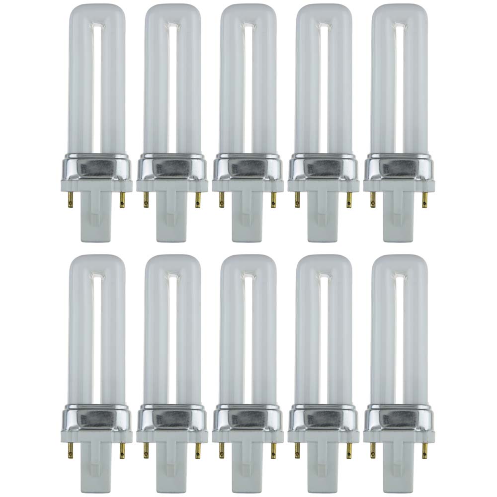 10Pk - Sunlite 5W 4100K 2-Pin U Shaped PL CFL Twin Tube Plugin G23 Base Bulb