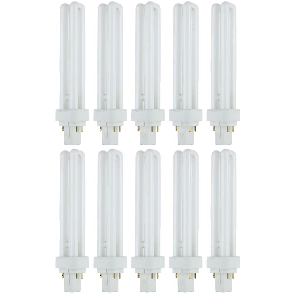 10Pk - Sunlite 26w 6500K PLD 4-Pin Double U-Shaped Twin Tube G24Q-3 Base Bulb