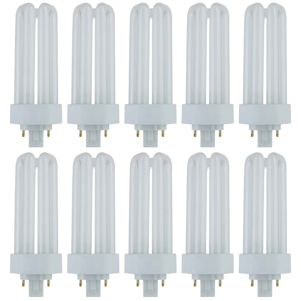 10Pk - Sunlite 26w 2700K PLD 4-Pin Triple U-Shaped Twin Tube GX24Q-3 Base Bulb