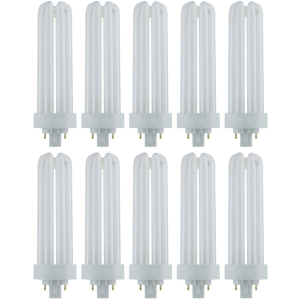 10Pk - Sunlite 42w 3500K PLD 4-Pin Triple U-Shaped Twin Tube GX24Q-4 Base Bulb