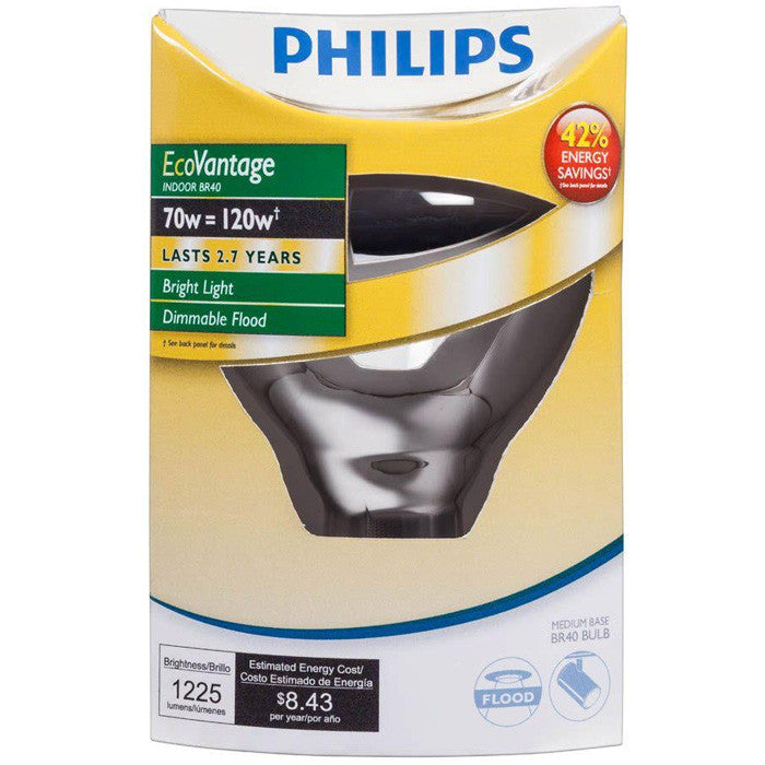 Philips EcoVantage 70-Watt BR40 Dimmable Halogen Flood Light Bulb - 85w incand.
