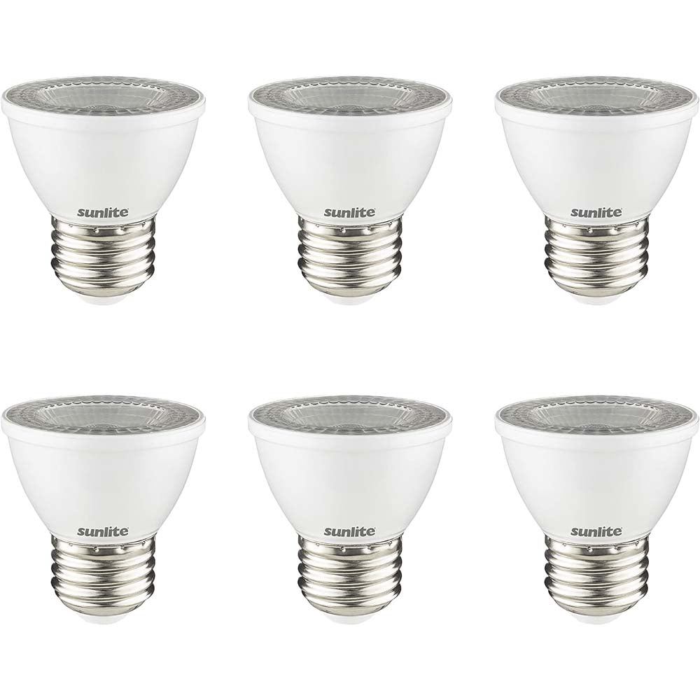 6Pk - Sunlite 7w LED PAR16 Short Neck SpotE26 Base 4000K Bulb - 60W Equiv