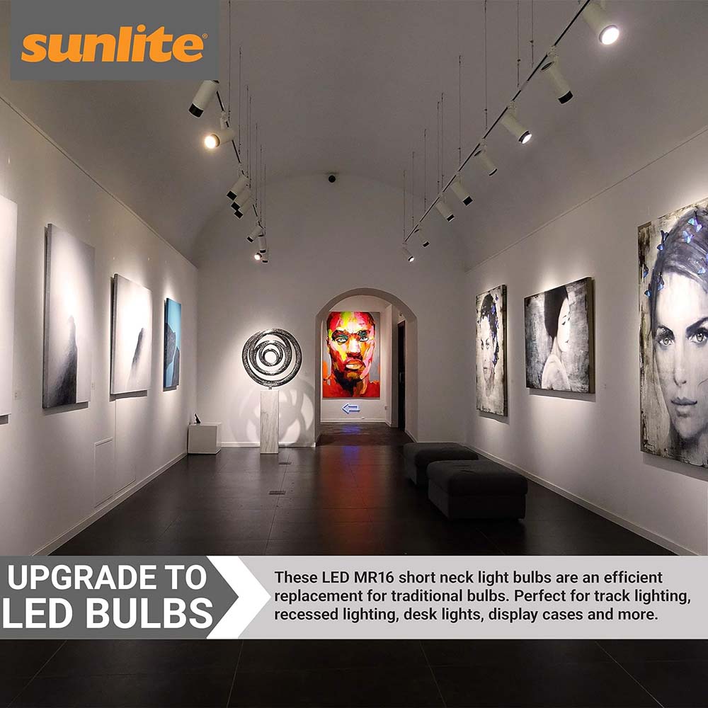 6Pk - Sunlite 7w LED PAR16 Short Neck SpotE26 Base 4000K Bulb - 60W Equiv