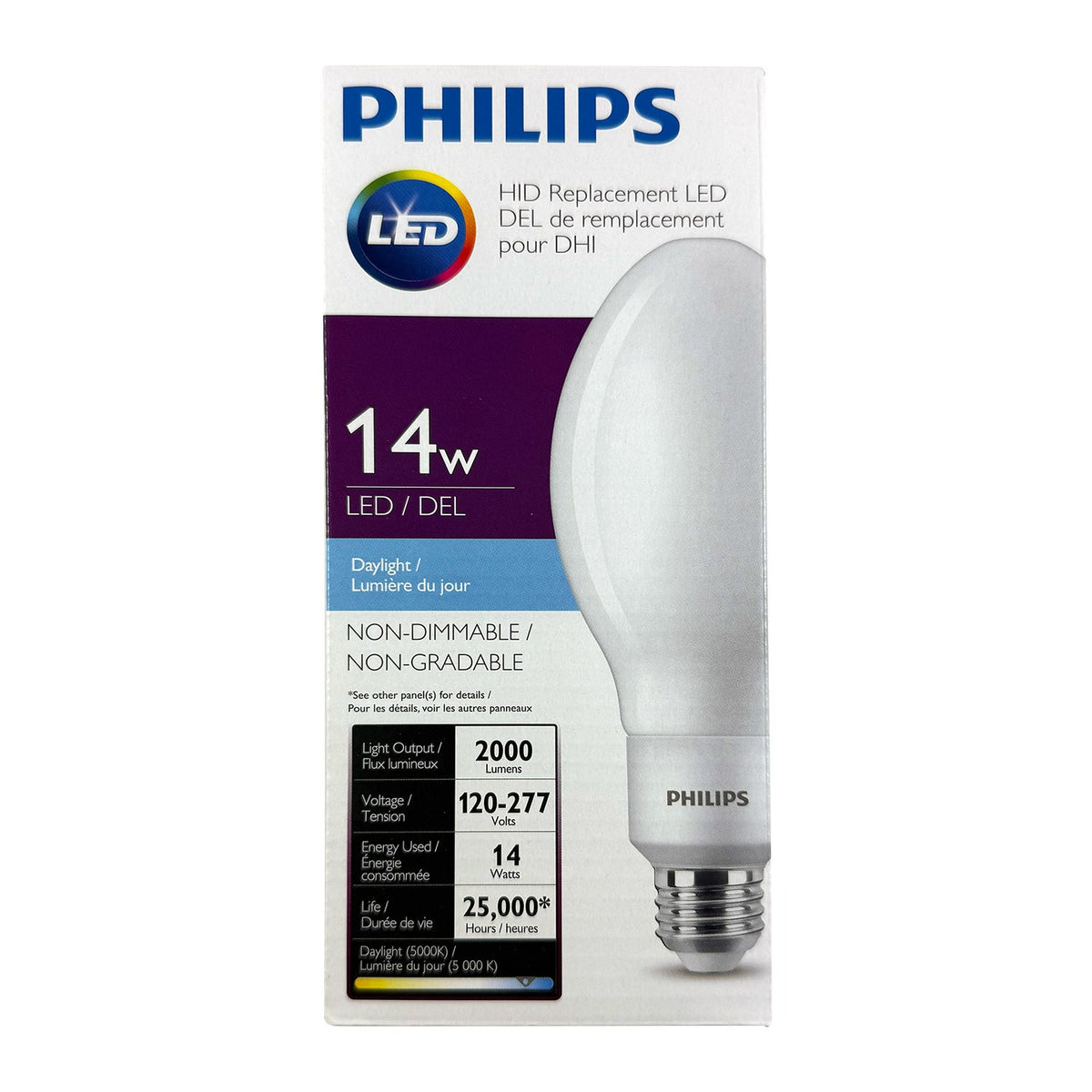 Philips 14w LED HID Replacement 2000Lm 5,000K Daylight E26 Base - Ballast Bypass