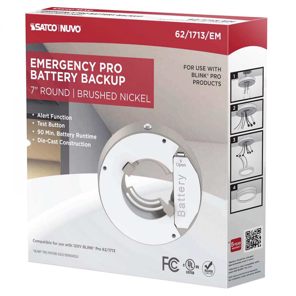 Blink Pro EM Battery Backup 7-in Round Shape Brushed Nickel Finish