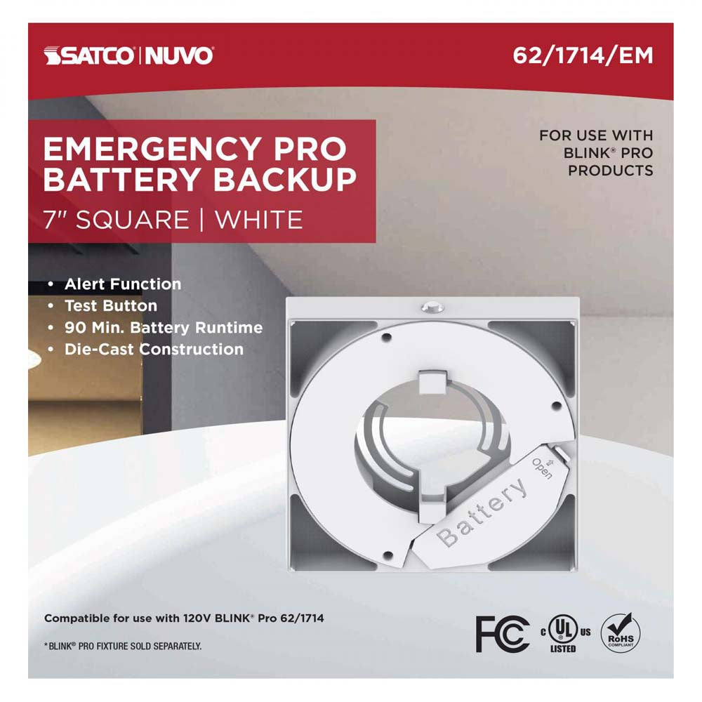 Blink Pro EM Battery Backup 7-in Square Shape White Finish