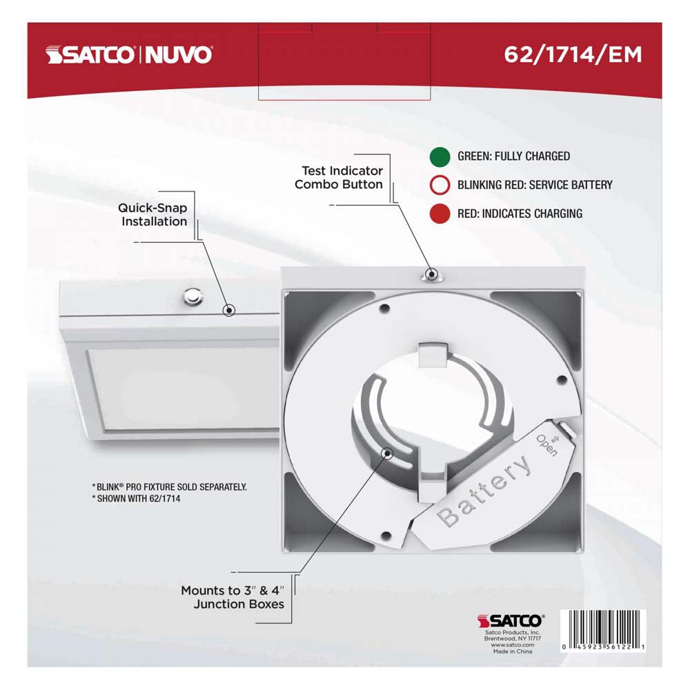 Blink Pro EM Battery Backup 7-in Square Shape White Finish