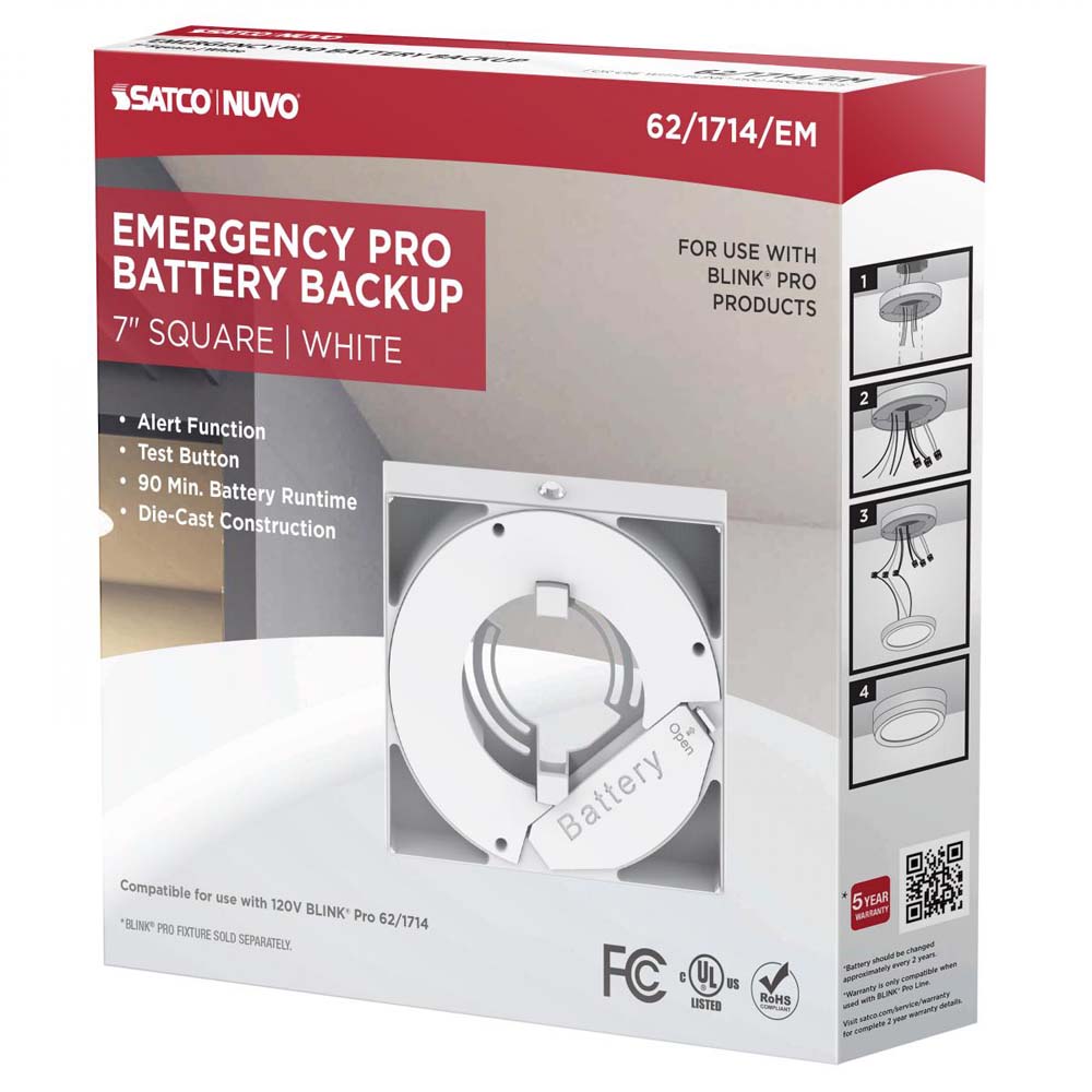 Blink Pro EM Battery Backup 7-in Square Shape White Finish
