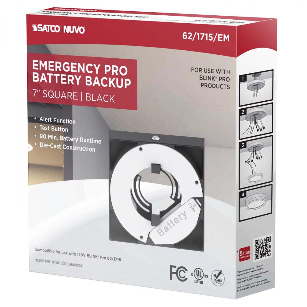 Blink Pro EM Battery Backup 7-in Square Shape Black Finish