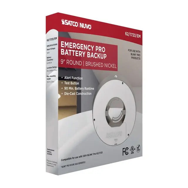Blink Pro EM Battery Backup 9-in Round Shape Brushed Nickel Finish