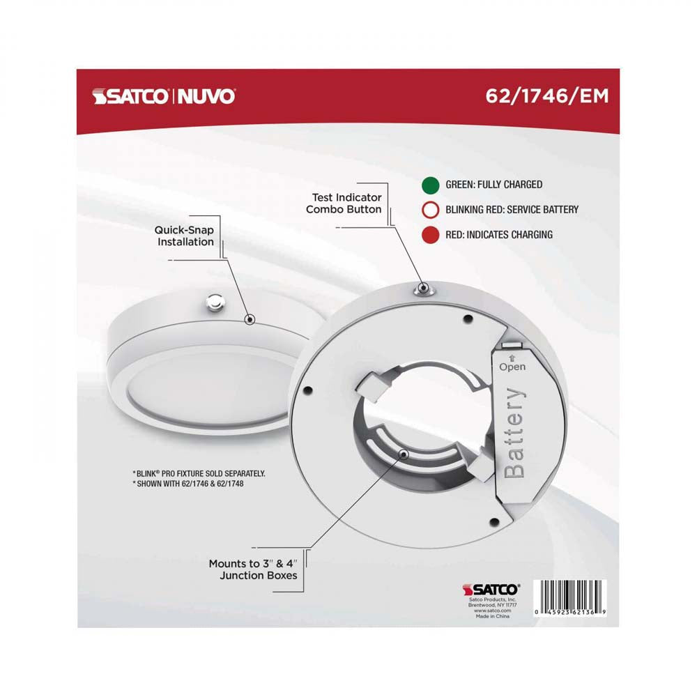 Blink Pro Emergency Battery Backup 7-in Round Shape White Finish