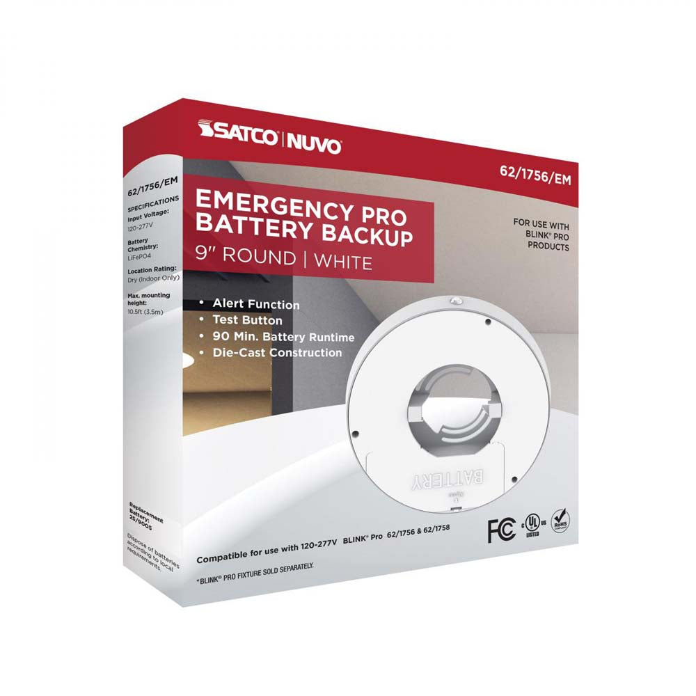 Blink Pro Emergency Battery Backup 9-in Round Shape White Finish