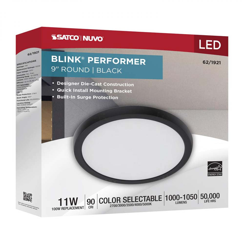 Blink Performer 11w 9-in LED Round Downlight 5 CCT Tunable Black Finish