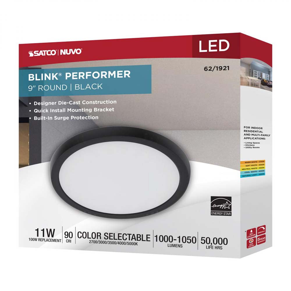 Blink Performer 11w 9-in LED Round Downlight 5 CCT Tunable Black Finish