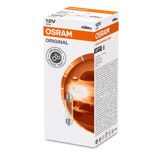 10 Pk - Osram 10W 12V 6411 891.361 SV8.5/8 Festoon Incandescent Bulb