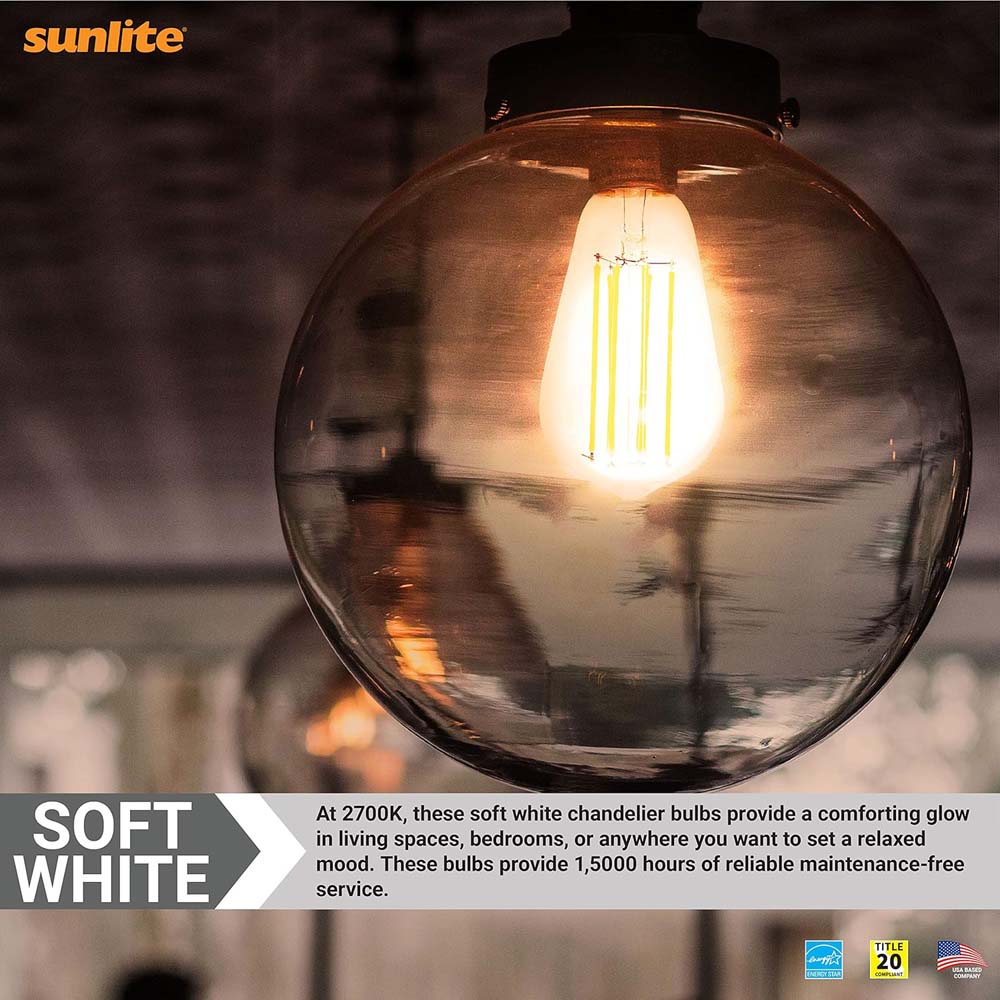 Sunlite 6w LED S19 Filament Style Edison E26 Base 2700K Bulb - 60W Equiv