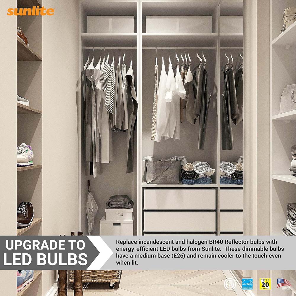 Sunlite 13w LED BR40 Reflector E26 Base Dimmable 5000K Bulb - 85w Equiv