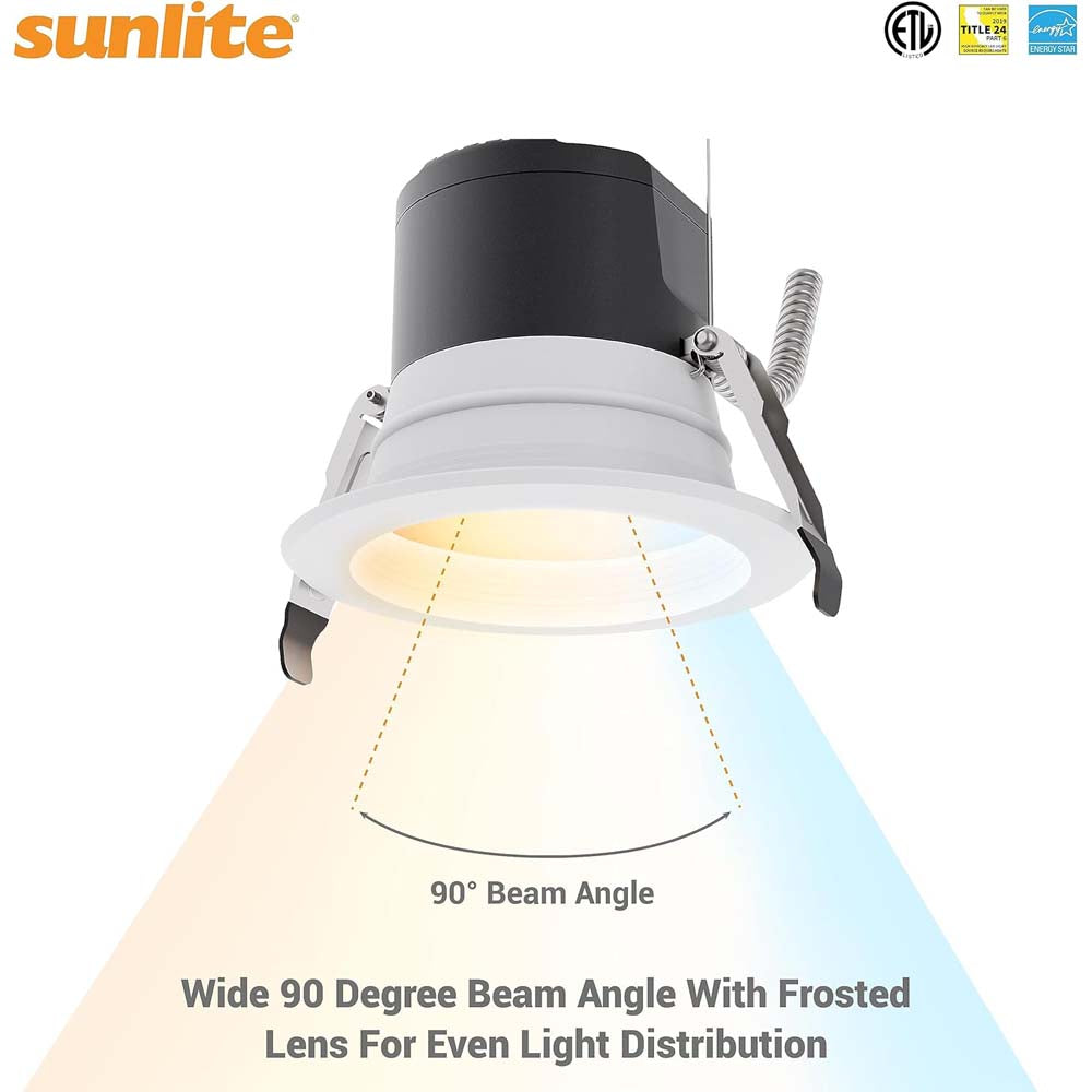 Sunlite 4-in LED Recessed Round Downlight CCT Wattage Lumens Selectable Fixture