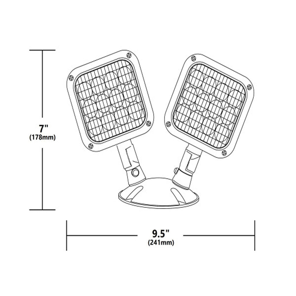 Nicor Weather Resistant Emergency LED Remote Light Fixture Double Head