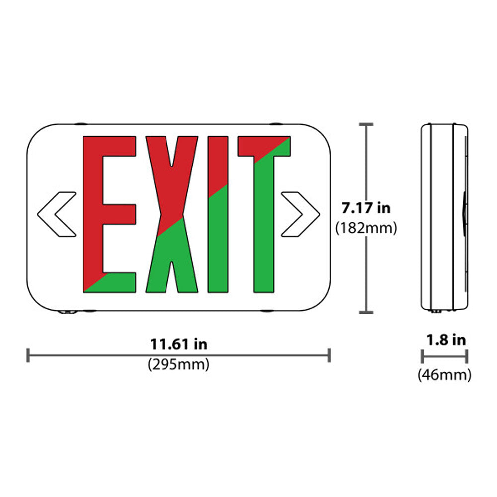NICOR LED Emergency Exit Sign Color Selectable RED/GREEN