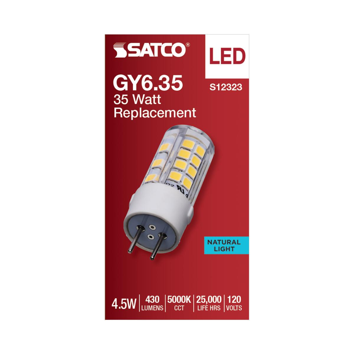 Satco 4.5w T6 LED 120v GY6.35 Base 5000k Clear Finish Bulb