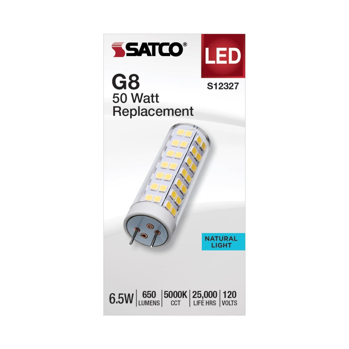 Satco 6.5w T6 LED 120v G8 Base 5000k Clear Finish Bulb