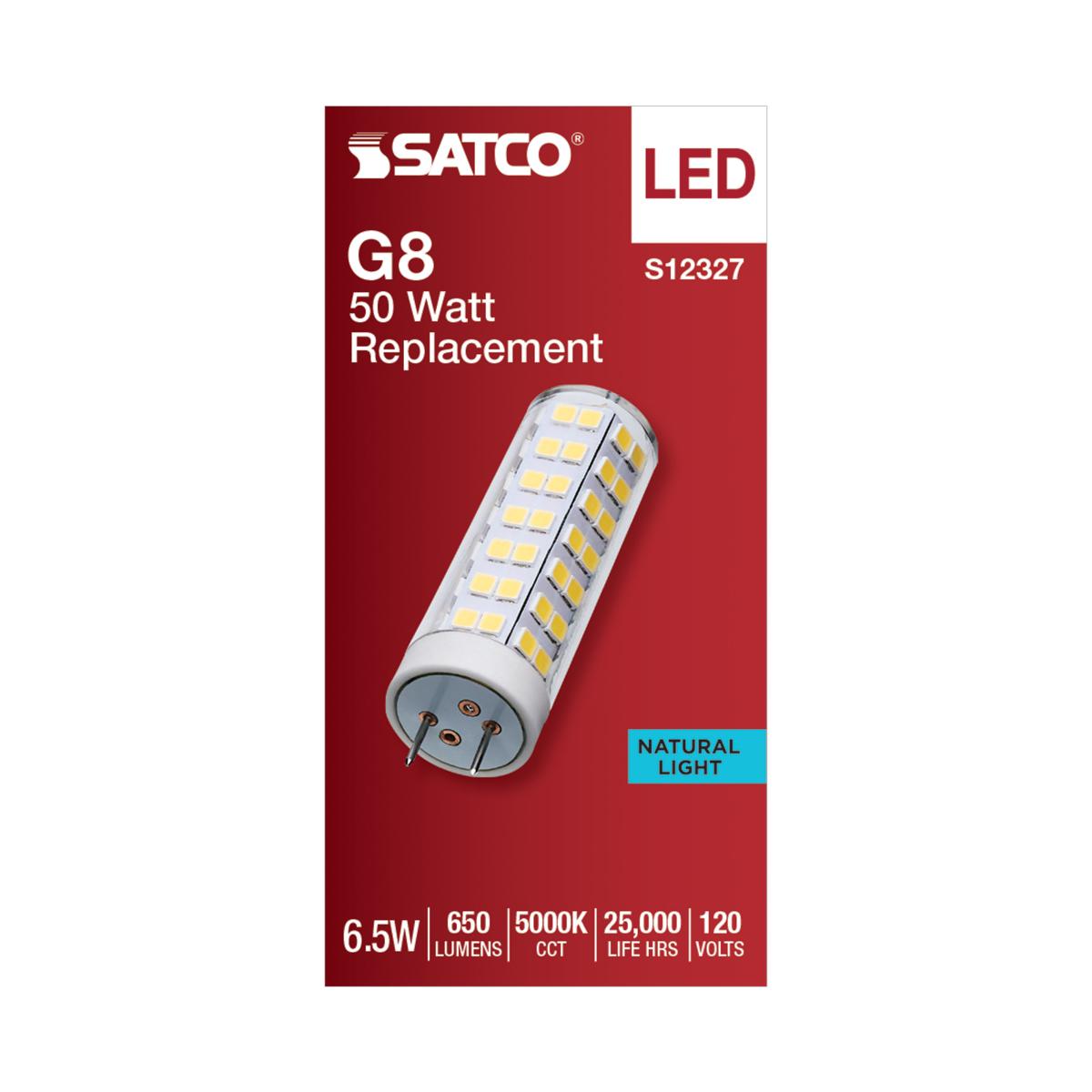 Satco 6.5w T6 LED 120v G8 Base 5000k Clear Finish Bulb