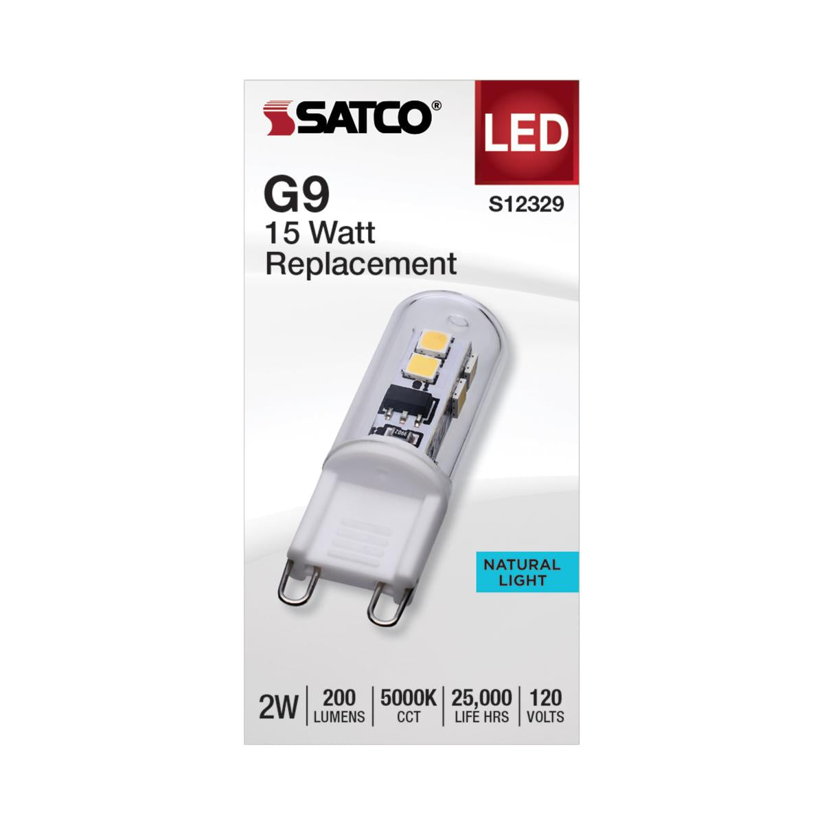 Satco 2w T4 LED 120v G9 Base 5000k Clear Finish Bulb