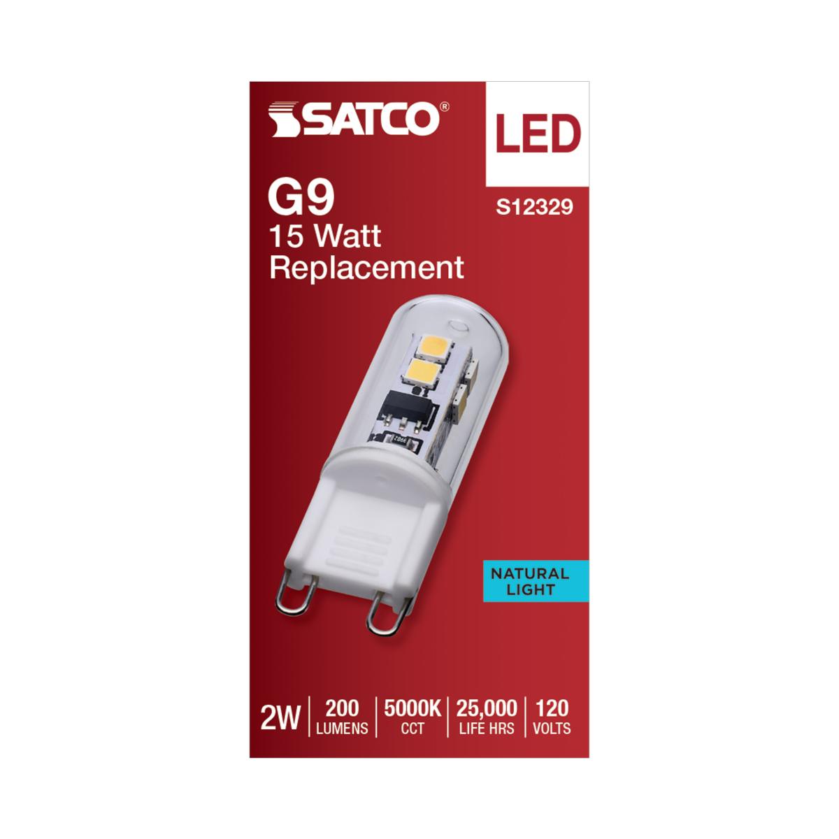 Satco 2w T4 LED 120v G9 Base 5000k Clear Finish Bulb