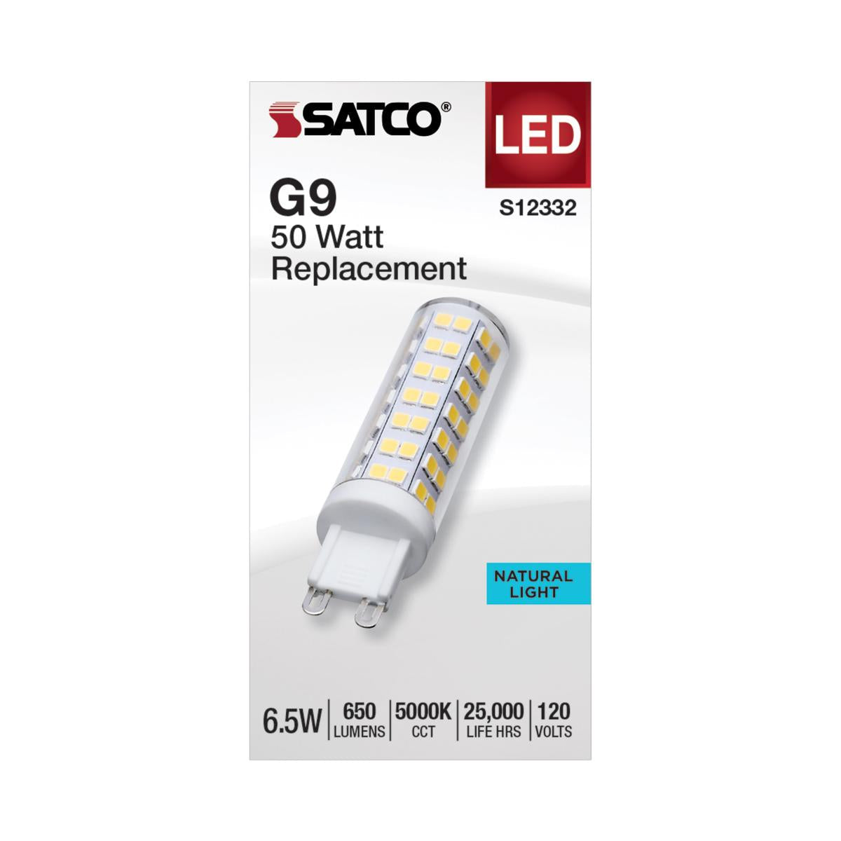 Satco 6.5w T6 LED 120v G9 Base 5000k Clear Finish Bulb