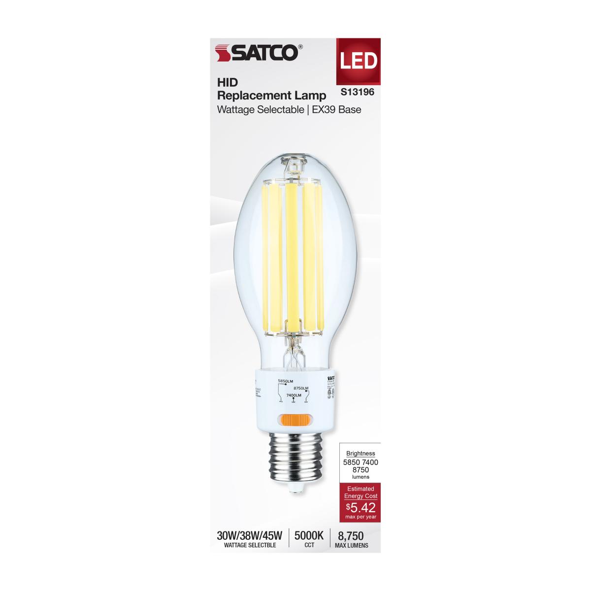 Satco LED HID Replacement ED28 Wattage Tunable 5000K EX39 Base 120-277v Bulb