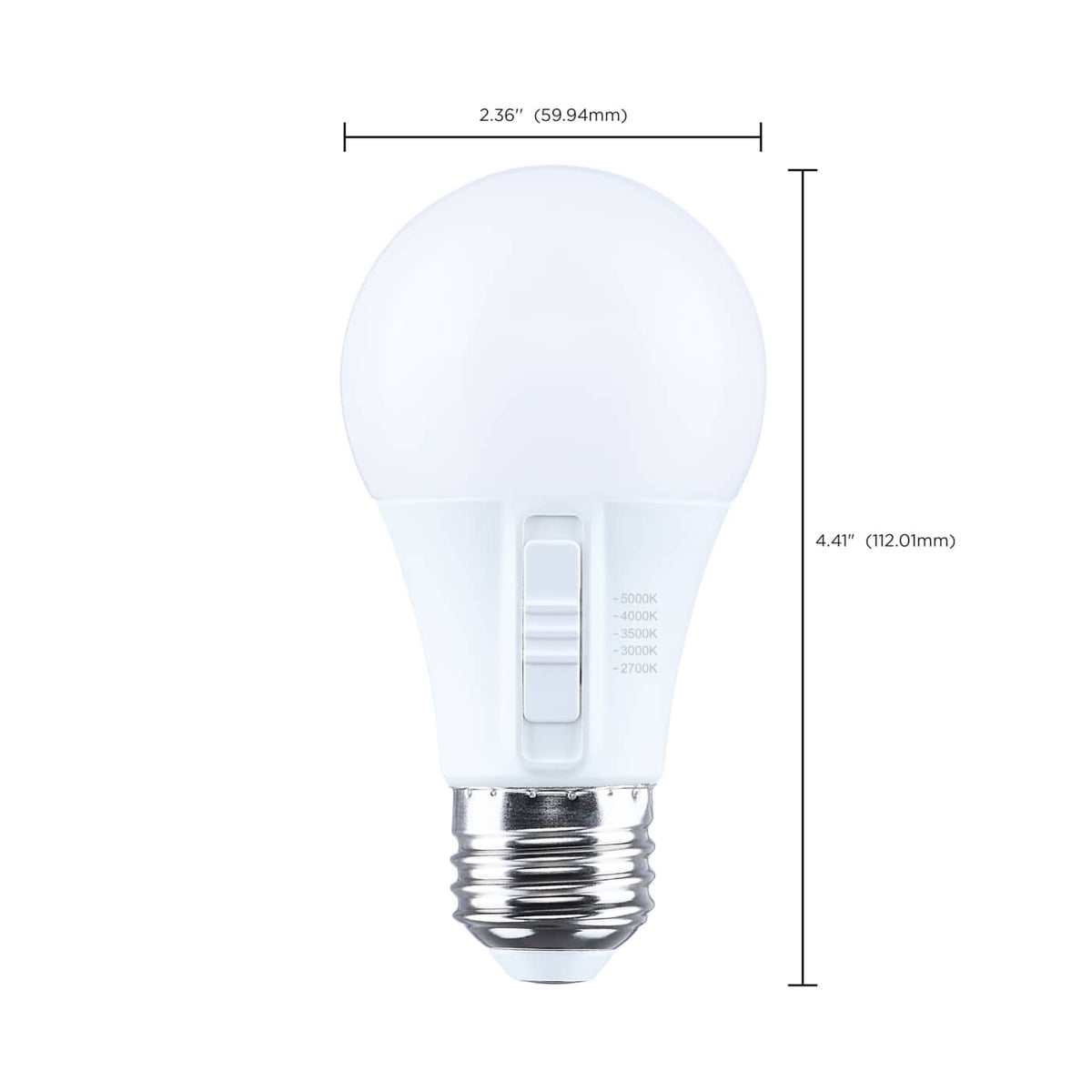Satco 5.8w A19 LED 27K/30K/35K/40K/50K CCT Medium Base 120v Bulb