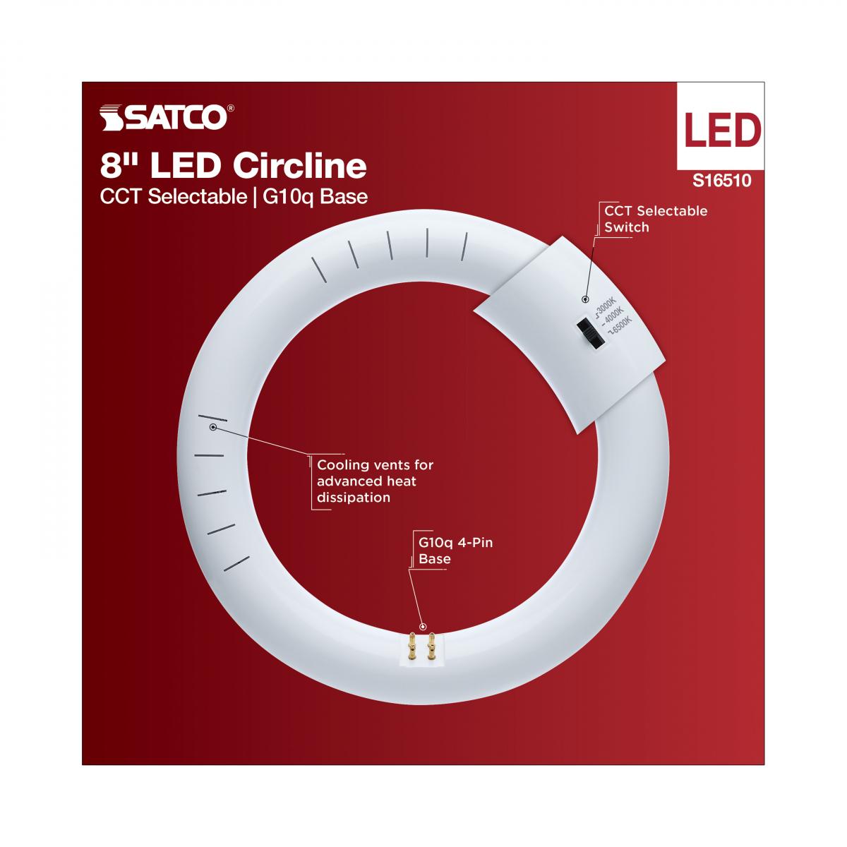 Satco 11w T9 CCT Selectable G10q Base 120-277v Frosted LED Circline Bulb