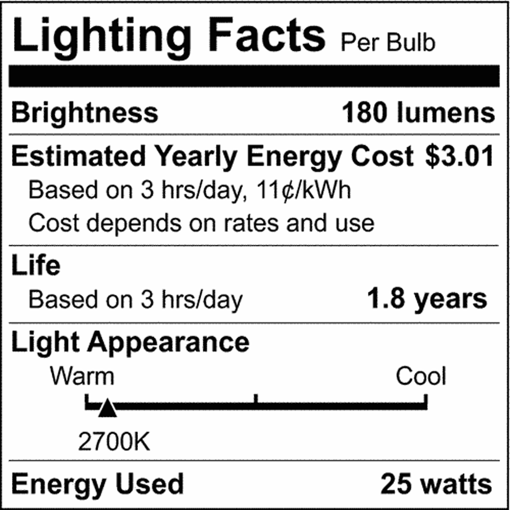 Satco 25w Incandescent T6 180Lm E12 Candelabra base 120v Clear Finish Bulb