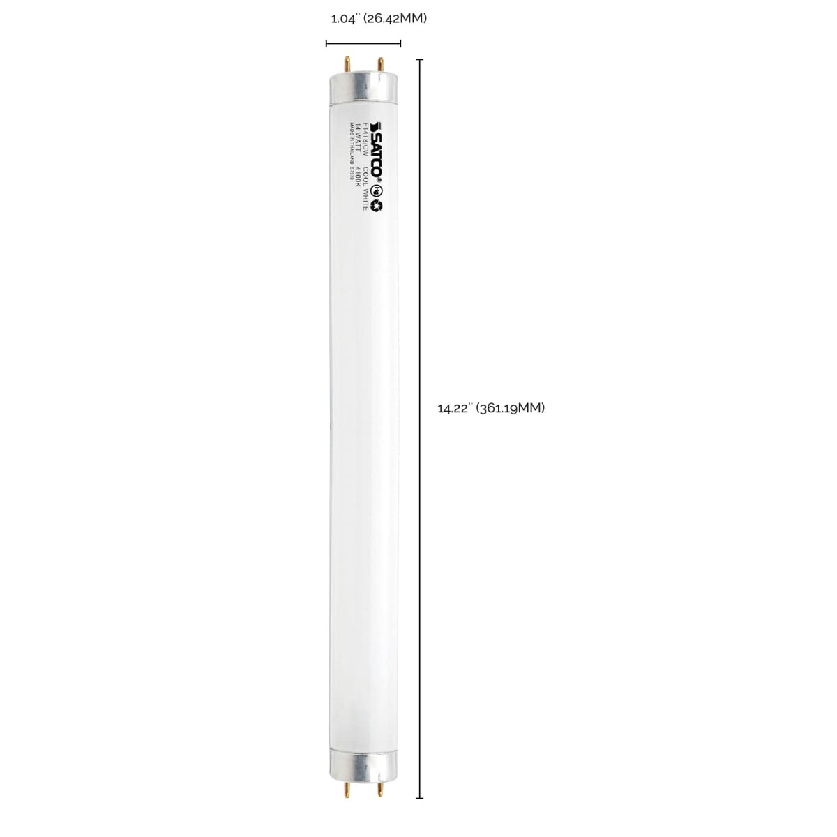 Satco 15-in 14w T8 Fluorescent 4100K 650Lm G13 Bi Pin base Linear Bulb