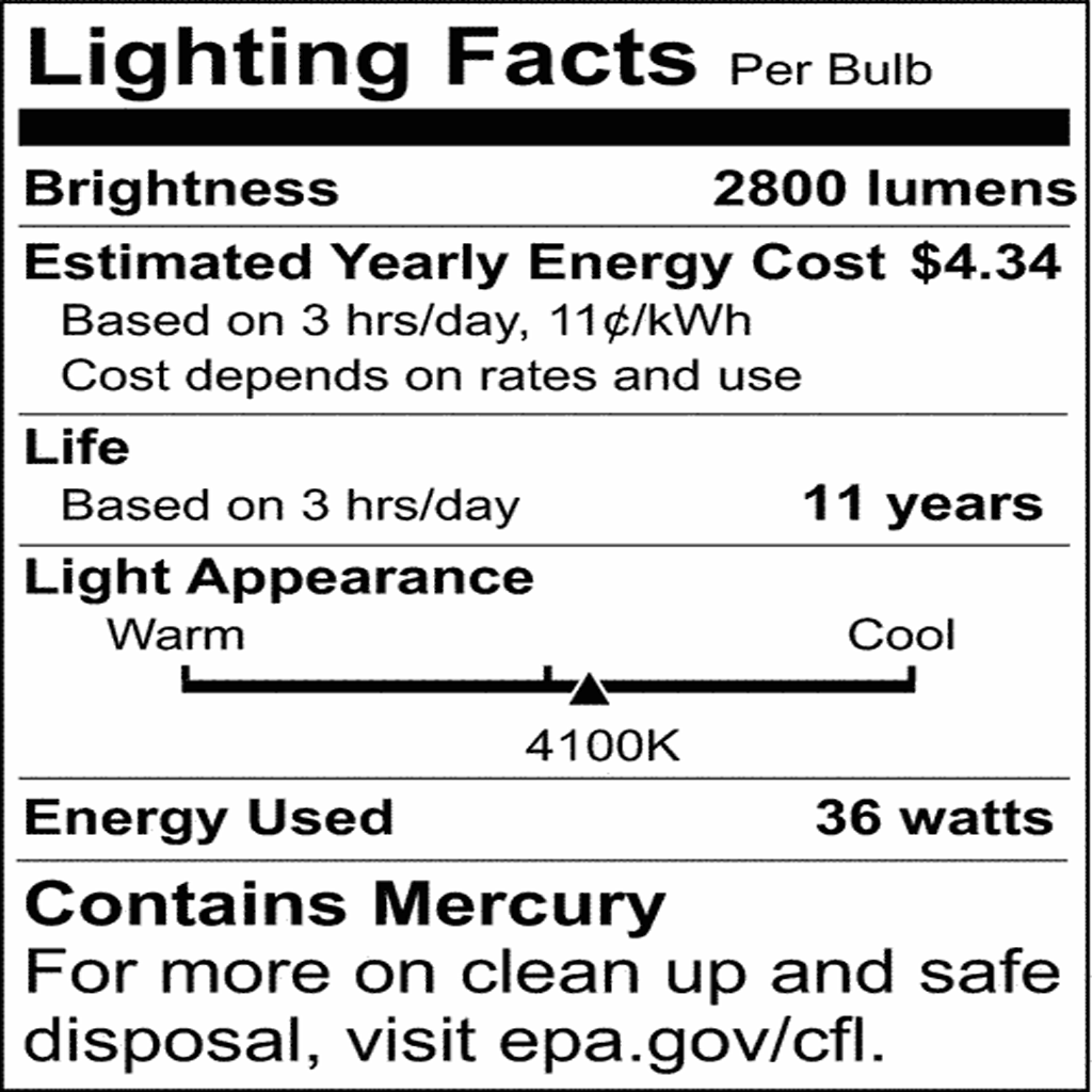Satco 36W 2800Lm 4100K Cool White 2G11 base 120v T5 Compact Fluorescent Bulb