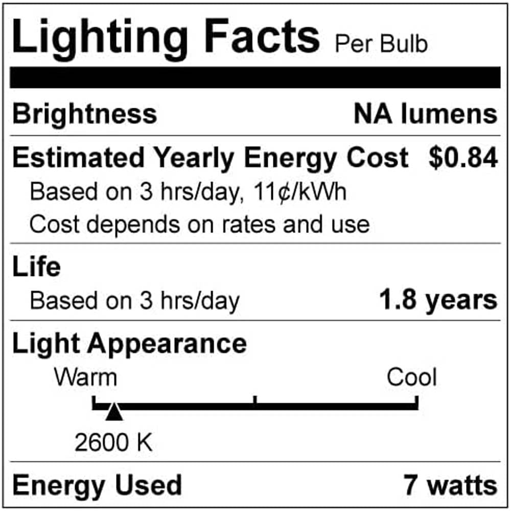 12Pk - Sunlite 7w 7C7 Incandescent E12 Base C7 Night Light Clear Colored Bulb
