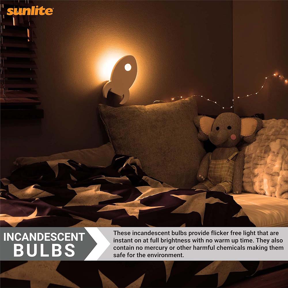 12Pk - Sunlite 7w7 7C7 Incandescent E12 Base C7 Night Light Orange Colored Bulb
