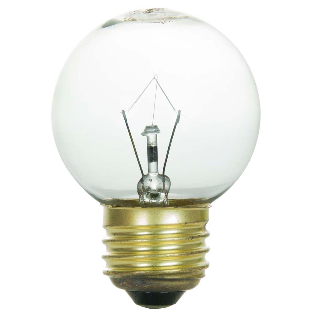 12Pk - Sunlite 25W Incandescent G16 Globe Medium E26 Base Crystal Clear Bulb