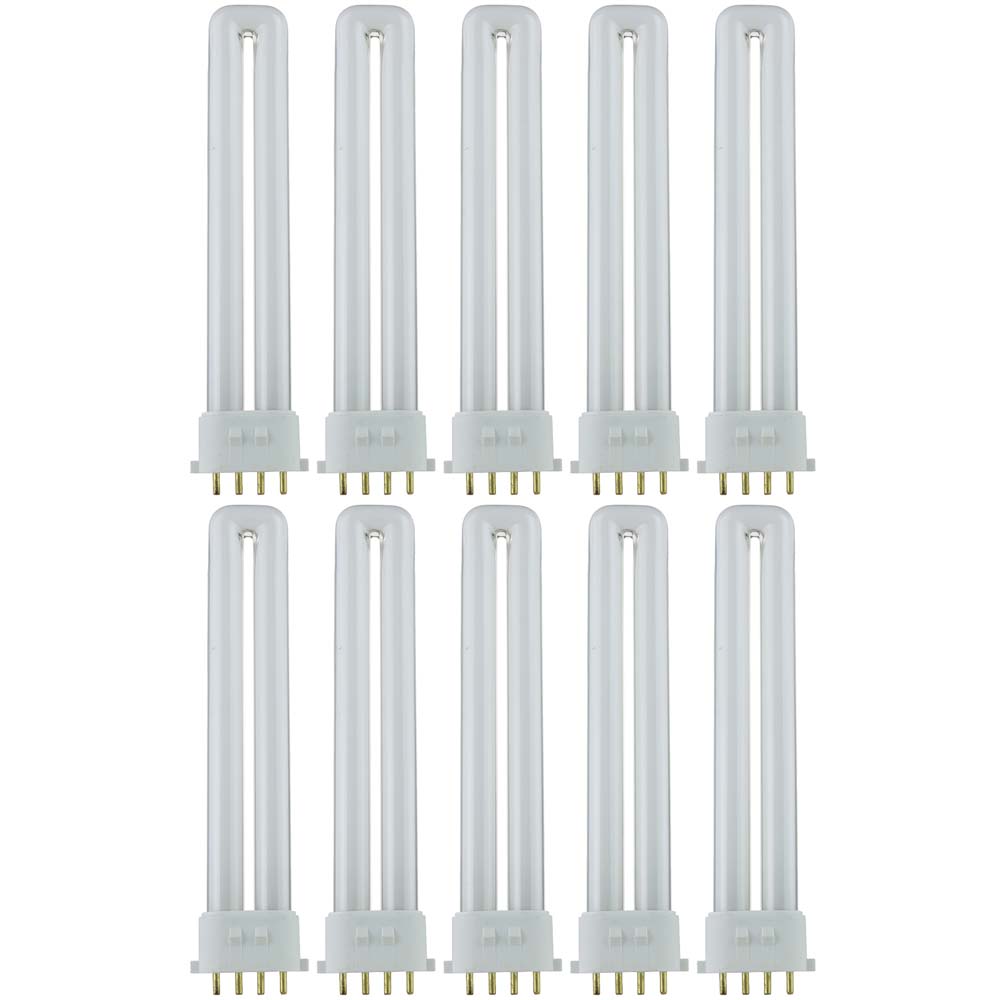 10Pk - Sunlite 13w Compact Fluorescent PL 4-Pin 2GX7 Base 30000K Light Bulb