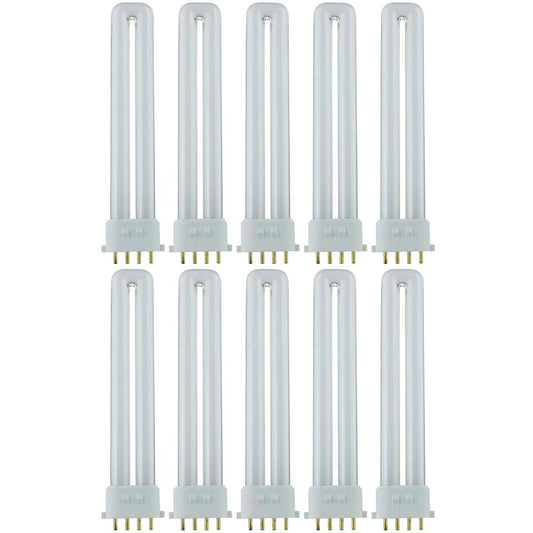 10Pk - Sunlite 13W 4-Pin 3500K U Shaped PL CFL Twin Tube Plugin 2GX7 Base Bulb