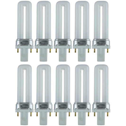 10Pk - Sunlite 5W 4100K 2-Pin U Shaped PL CFL Twin Tube Plugin G23 Base Bulb