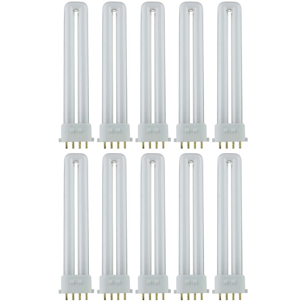 10Pk - Sunlite 13W 4-Pin 4100K U Shaped PL CFL Twin Tube Plugin 2GX7 Base Bulb