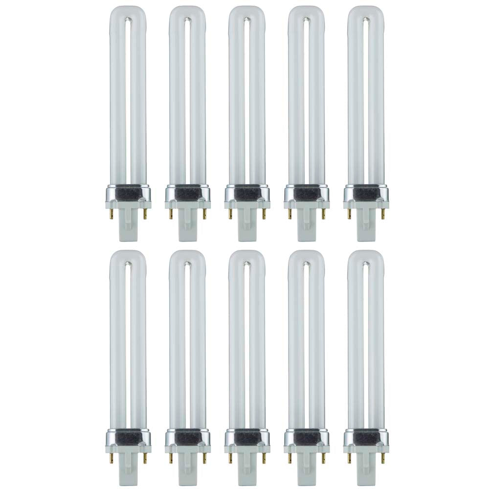 10Pk - Sunlite 9W 3000K 2-Pin U Shaped PL CFL Twin Tube Plugin G23 Base Bulb