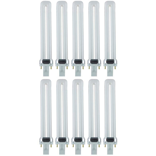 10Pk - Sunlite 13w 6500K 2-Pin U-Shaped PL 2-Pin Twin Tube GX23 Base Bulb