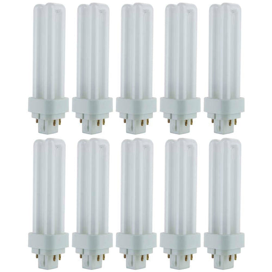 10Pk - Sunlite 13w 3000K PLD 4-Pin Double U-Shaped Twin Tube G24Q-1 Base Bulb