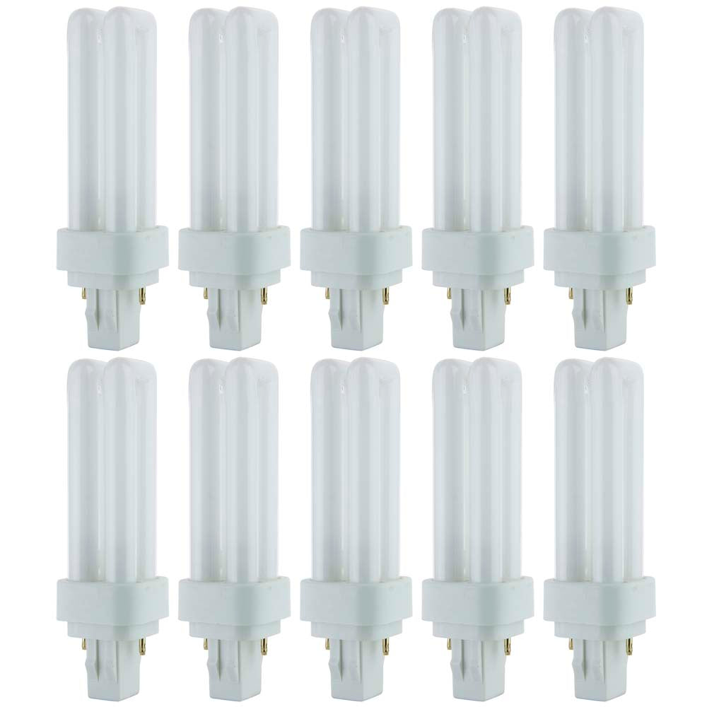 10Pk - Sunlite 13w 4100K PLD 2-Pin Double Twin Tube GX23-2 Base Bulb