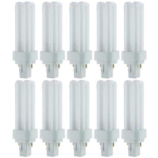 10Pk - Sunlite 13w 4100K PLD 2-Pin Double Twin Tube GX23-2 Base Bulb