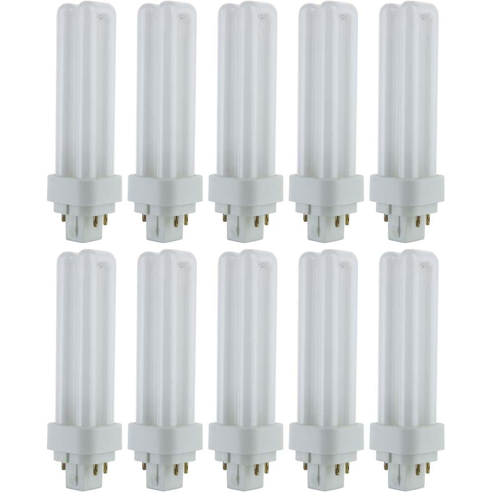10Pk - Sunlite 18w 5000K PLD 4-Pin Double U-Shaped Twin Tube G24Q-2 Base Bulb